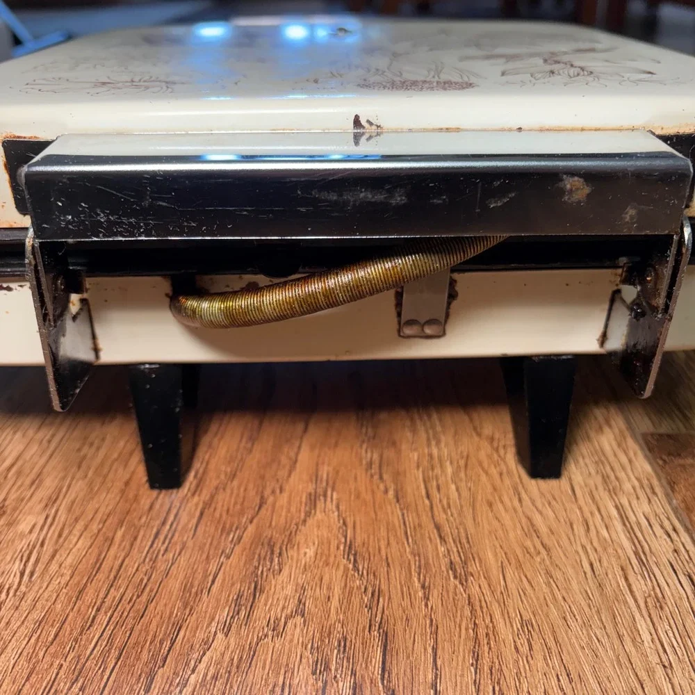 Vintage Sears CounterCraft Grill-Waffle Maker Brown Cream Botanical Herb Tested
